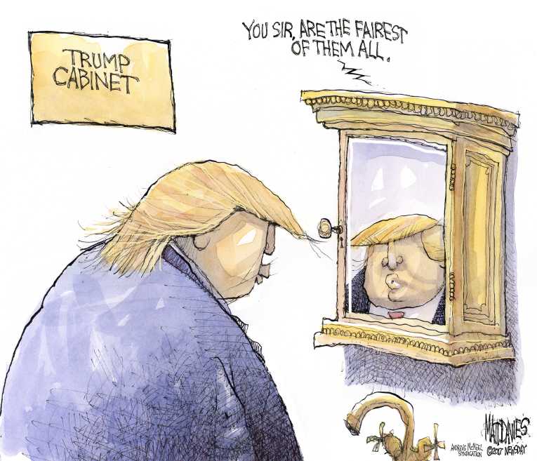 Political/Editorial Cartoon by Matt Davies, Journal News on Cabinet Salutes Trump
