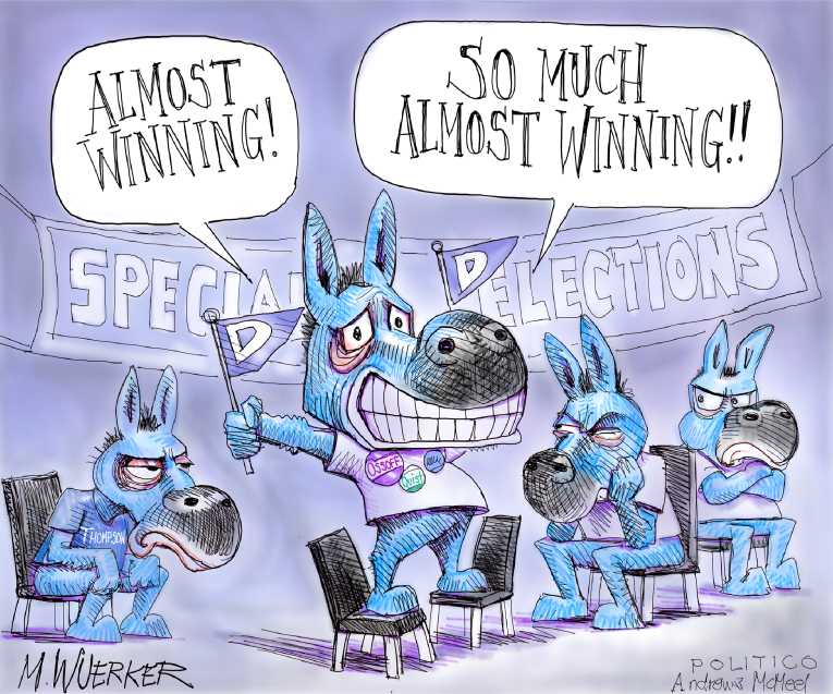 Political/Editorial Cartoon by Matt Wuerker, Politico on Democrats Staying the Course