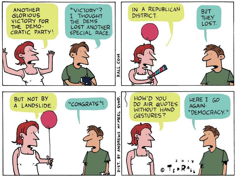 Political/Editorial Cartoon by Ted Rall on Democrats Staying the Course