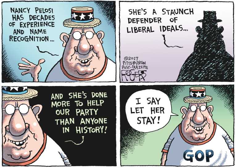 Political/Editorial Cartoon by Rob Rogers, The Pittsburgh Post-Gazette on Democrats Staying the Course
