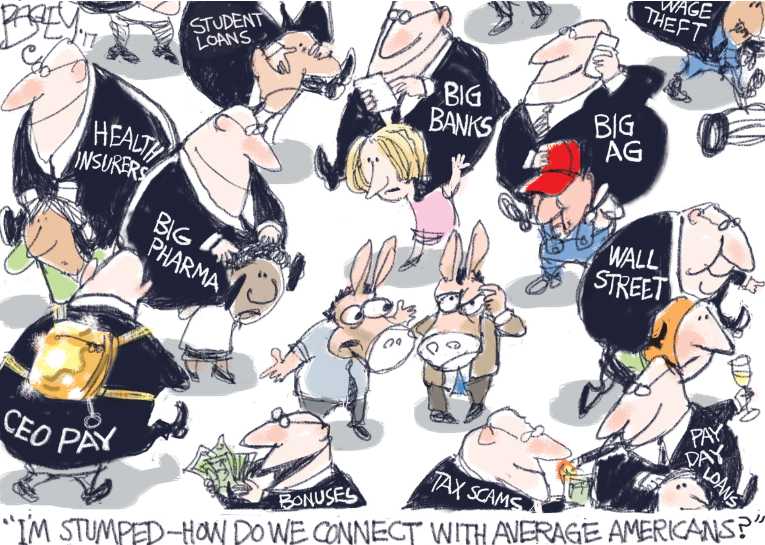 Political/Editorial Cartoon by Pat Bagley, Salt Lake Tribune on Democrats Staying the Course