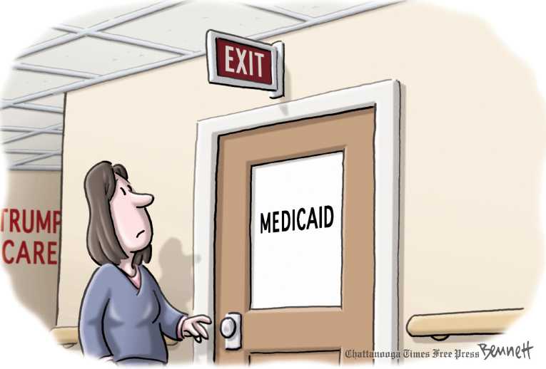 Political/Editorial Cartoon by Clay Bennett, Chattanooga Times Free Press on Senate GOP Health Bill Revealed