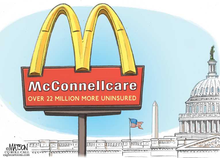Political/Editorial Cartoon by RJ Matson, Cagle Cartoons on Senate GOP Health Bill Revealed