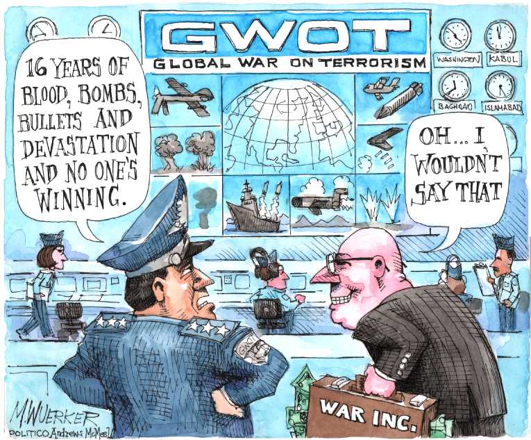 Political/Editorial Cartoon by Matt Wuerker, Politico on Military Budget Hits Record High