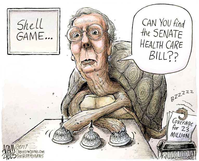Political/Editorial Cartoon by Adam Zyglis, The Buffalo News on Health Plan Secret