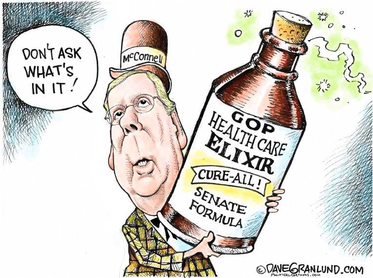 Political/Editorial Cartoon by Dave Granlund on Health Plan Secret