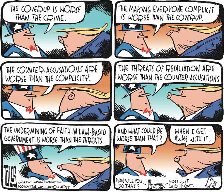 Political/Editorial Cartoon by Tom Toles, Washington Post on Trump Plays on Unpredictability