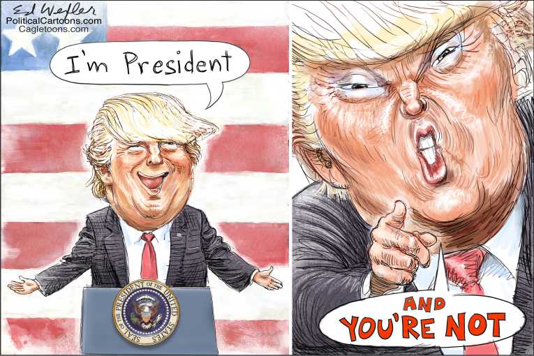 Political/Editorial Cartoon by Ed Wexler, PoliticalCartoons.com on Trump Creating New “Presidential”