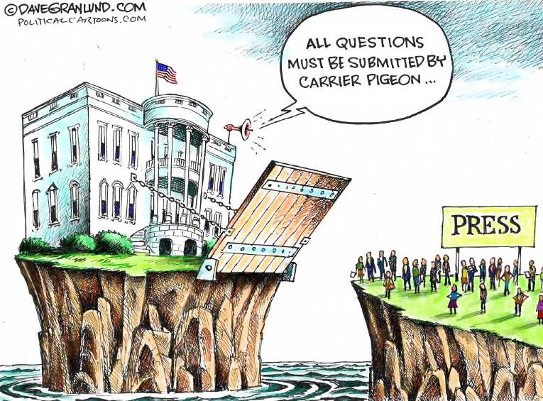 Political/Editorial Cartoon by Dave Granlund on Trump Attacks Press