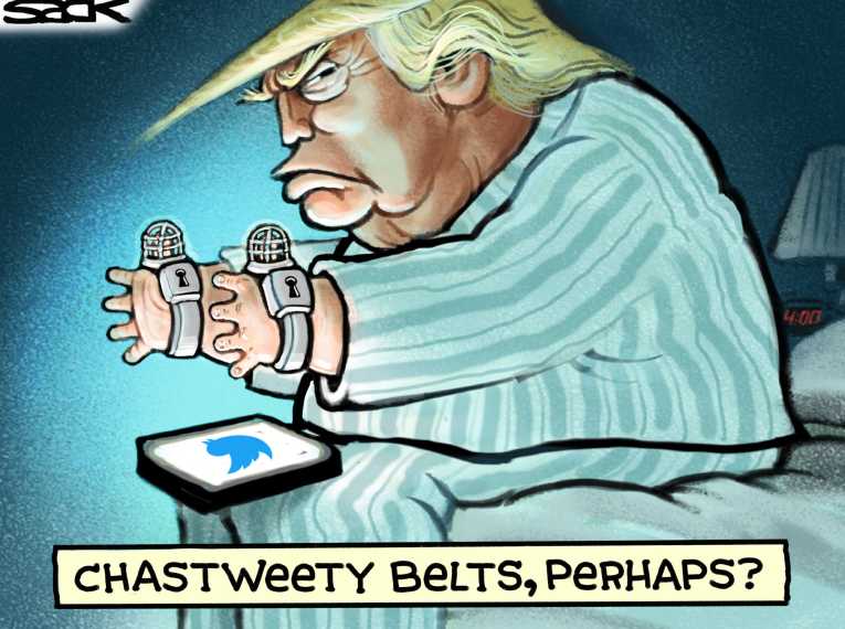 Political/Editorial Cartoon by Steve Sack, Minneapolis Star Tribune on Trump Attacks Morning Joe
