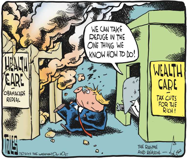 Political/Editorial Cartoon by Tom Toles, Washington Post on GOP Reeling