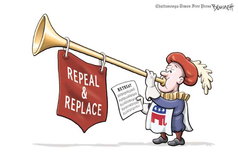 Political/Editorial Cartoon by Clay Bennett, Chattanooga Times Free Press on GOP Reeling