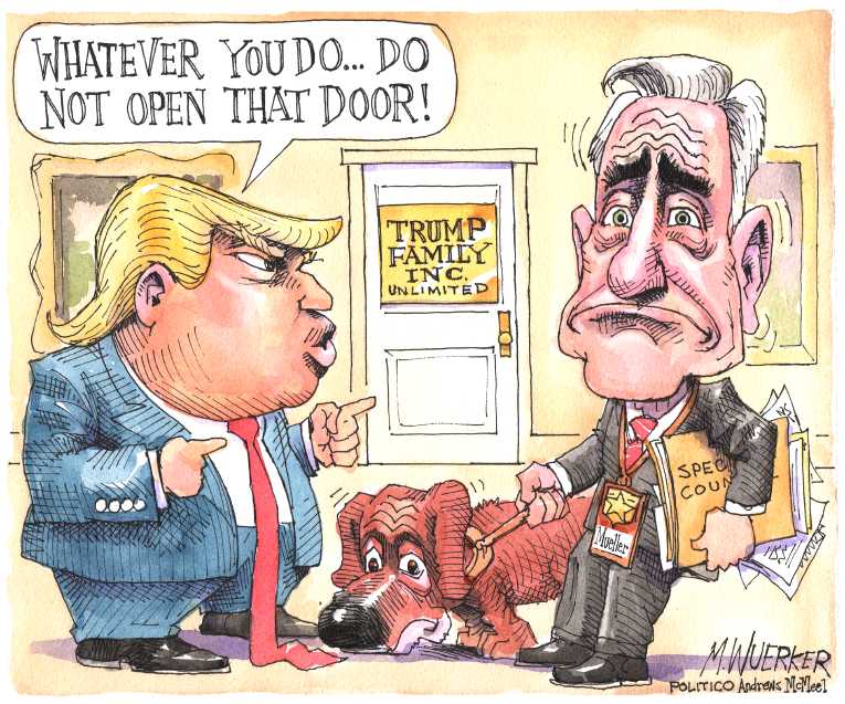 Political/Editorial Cartoon by Matt Wuerker, Politico on Russia Probe Angers President