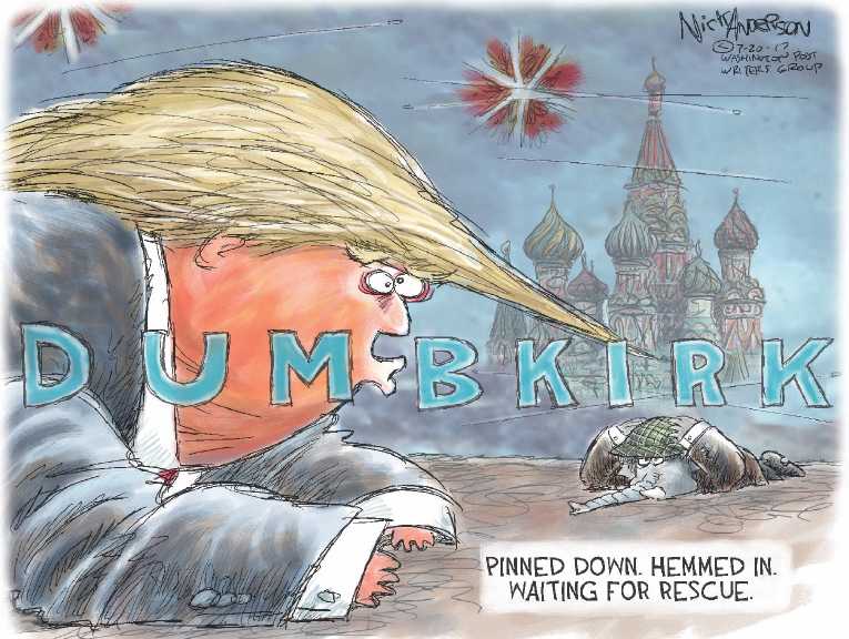 Political/Editorial Cartoon by Nick Anderson, Houston Chronicle on Russia Probe Angers President