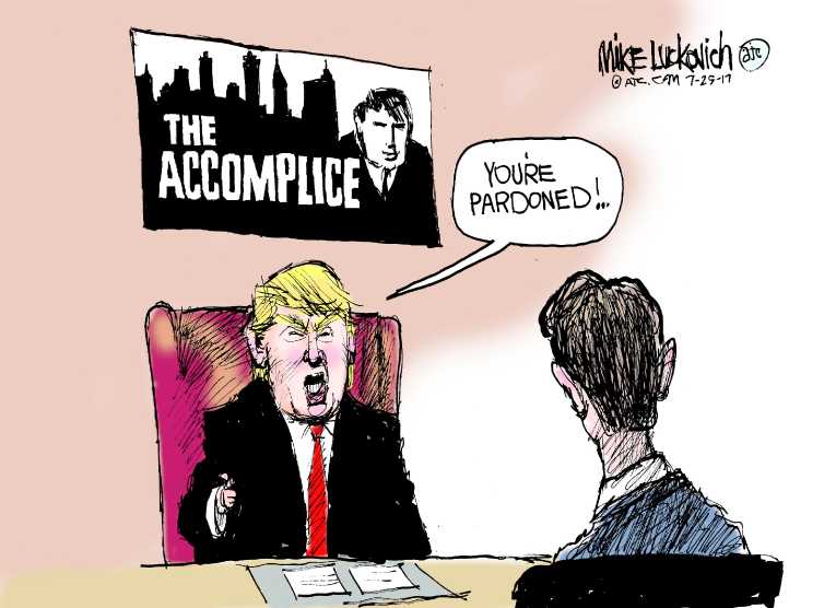 Political/Editorial Cartoon by Mike Luckovich, Atlanta Journal-Constitution on Russia Probe Angers President
