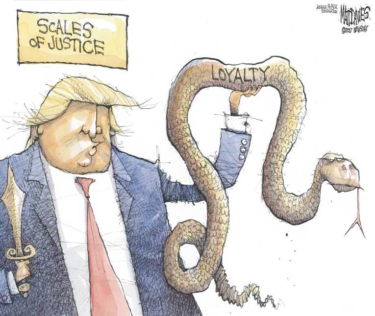 Political/Editorial Cartoon by Matt Davies, Journal News on President Berates Attorney General