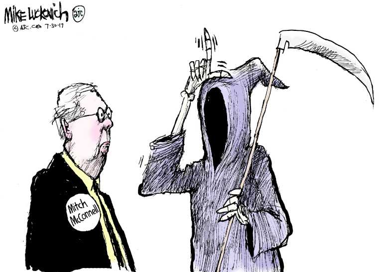 Political/Editorial Cartoon by Mike Luckovich, Atlanta Journal-Constitution on Skinny Bill Defeated