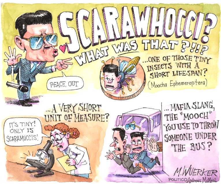 Political/Editorial Cartoon by Matt Wuerker, Politico on Scaramucci Ousted