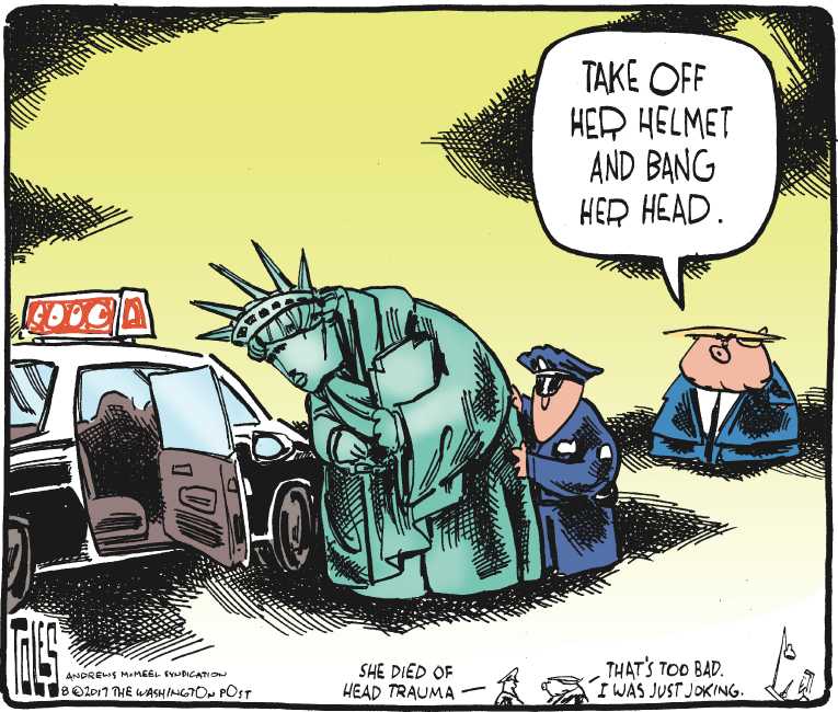 Political/Editorial Cartoon by Tom Toles, Washington Post on Trump Takes a Vacation