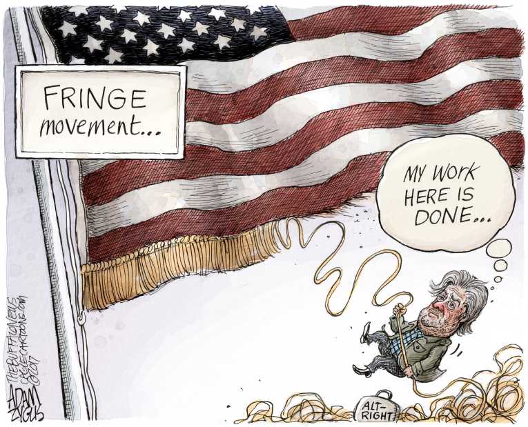 Political/Editorial Cartoon by Adam Zyglis, The Buffalo News on Bannon Resigns