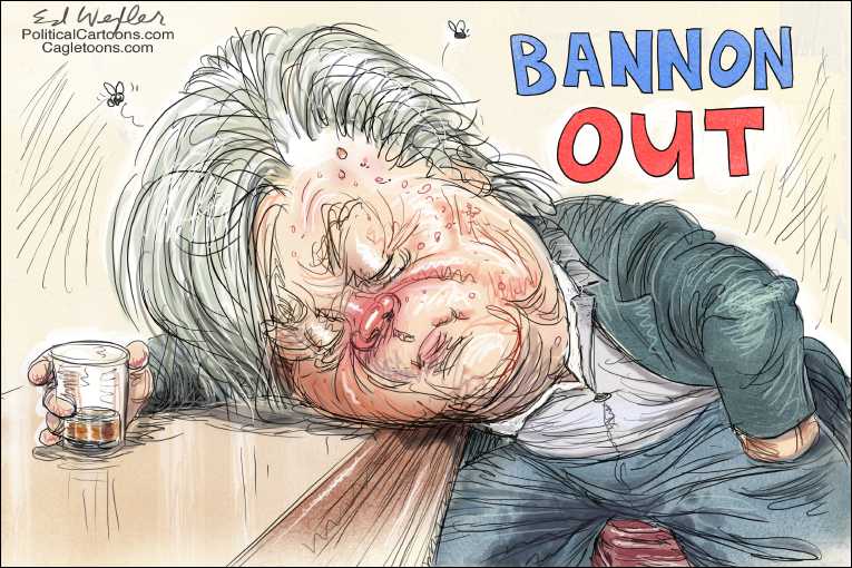 Political/Editorial Cartoon by Ed Wexler, PoliticalCartoons.com on Bannon Resigns