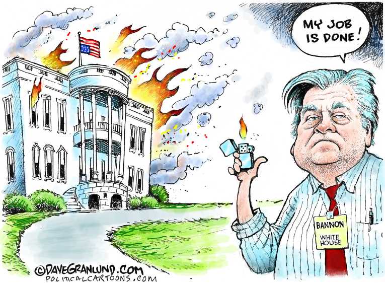 Political/Editorial Cartoon by Dave Granlund on Bannon Resigns