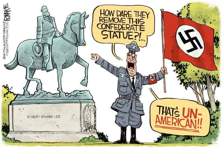 Political/Editorial Cartoon by Rick McKee, The Augusta Chronicle on Statue Debate Intensifies