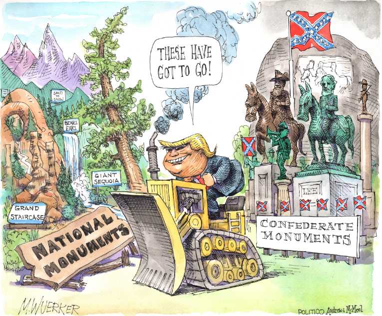 Political/Editorial Cartoon by Matt Wuerker, Politico on Statue Debate Intensifies