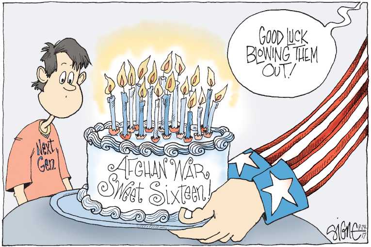 Political/Editorial Cartoon by Signe Wilkinson, Philadelphia Daily News on More Years in Afghanistan