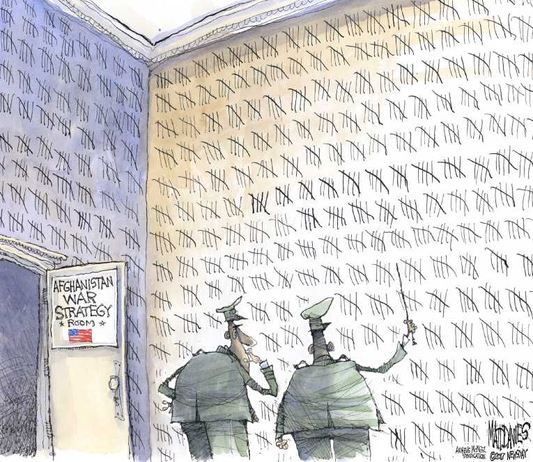 Political/Editorial Cartoon by Matt Davies, Journal News on More Years in Afghanistan