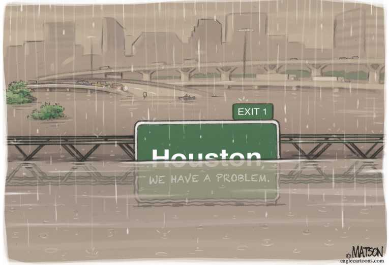 Political/Editorial Cartoon by RJ Matson, Cagle Cartoons on Epic Harvey Drowns Texas