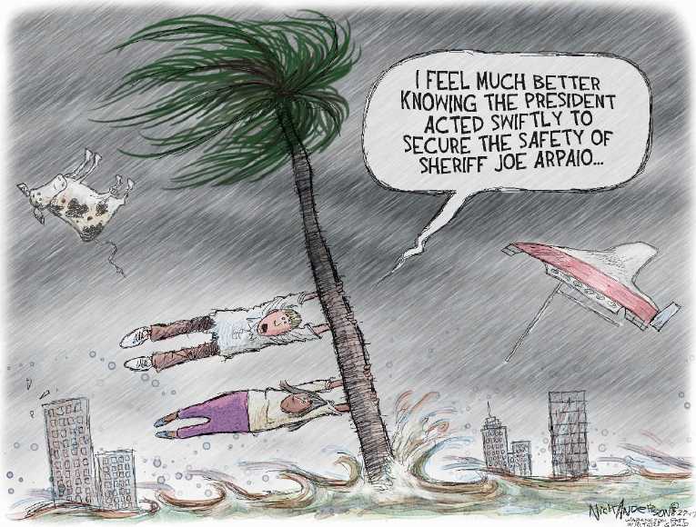 Political/Editorial Cartoon by Nick Anderson, Houston Chronicle on Epic Harvey Drowns Texas
