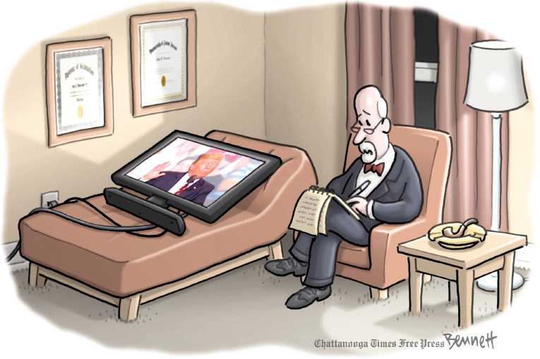 Political/Editorial Cartoon by Clay Bennett, Chattanooga Times Free Press on President Voices Displeasure