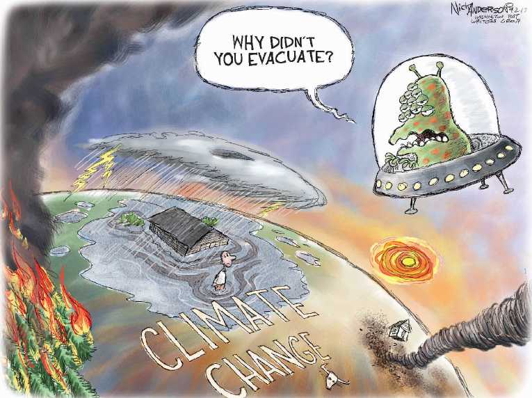 Political/Editorial Cartoon by Nick Anderson, Houston Chronicle on Houston Recovery Begins