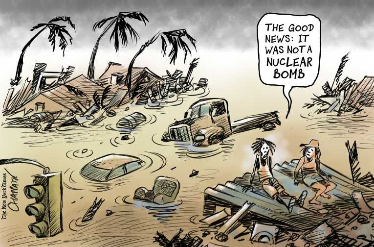 Political/Editorial Cartoon by Patrick Chappatte, International Herald Tribune on Monster Irma