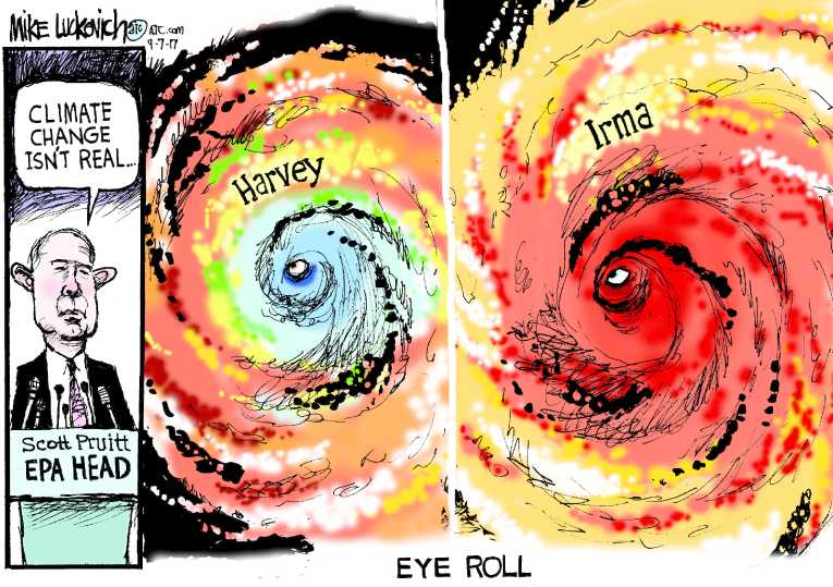Political/Editorial Cartoon by Mike Luckovich, Atlanta Journal-Constitution on Monster Irma