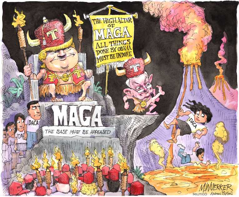 Political/Editorial Cartoon by Matt Wuerker, Politico on Administration Defends DACA Decision