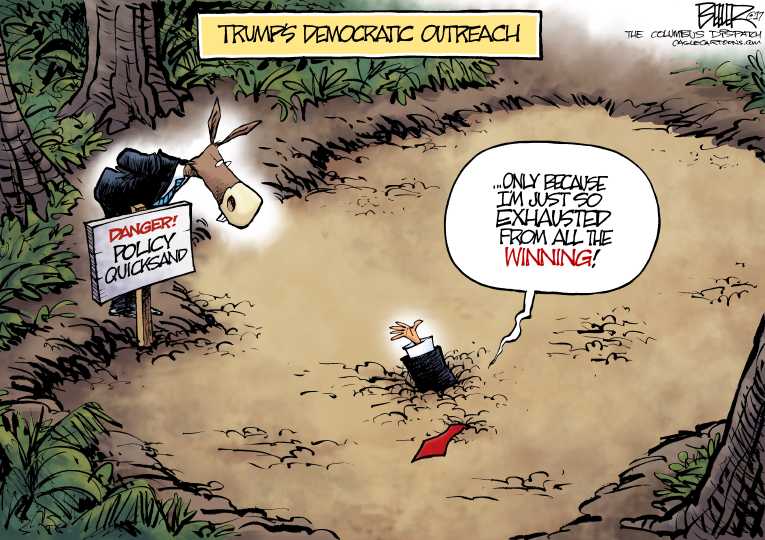 Political/Editorial Cartoon by Nate Beeler, Washington Examiner on Trump Reaches Out to Democrats