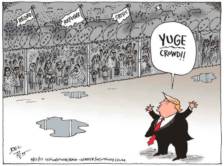 Political/Editorial Cartoon by Joel Pett, Lexington Herald-Leader, CWS/CartoonArts Intl. on President Honoring America First