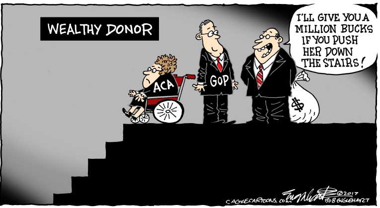 Political/Editorial Cartoon by Bob Engelhart, Hartford Courant on GOP Healthcare Bill Fails