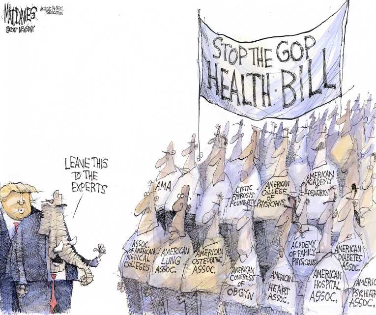 Political/Editorial Cartoon by Matt Davies, Journal News on GOP Healthcare Bill Fails