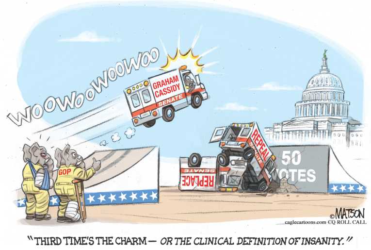 Political/Editorial Cartoon by RJ Matson, Cagle Cartoons on GOP Healthcare Bill Fails
