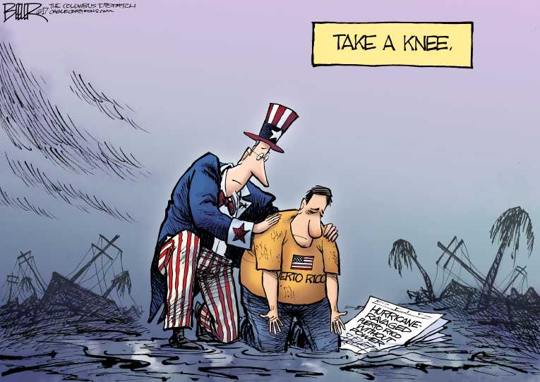 Political/Editorial Cartoon by Nate Beeler, Washington Examiner on Puerto Rico Crisis Worsens