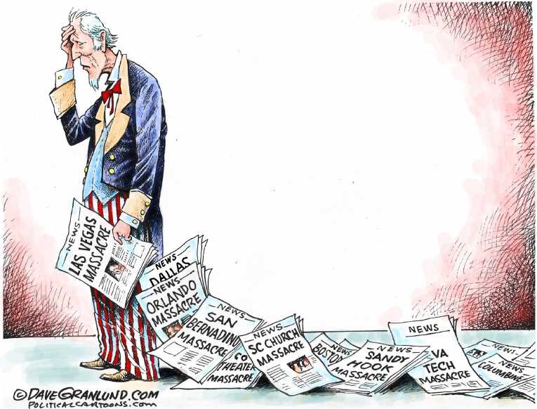 Political/Editorial Cartoon by Dave Granlund on 58 Dead in Las Vegas