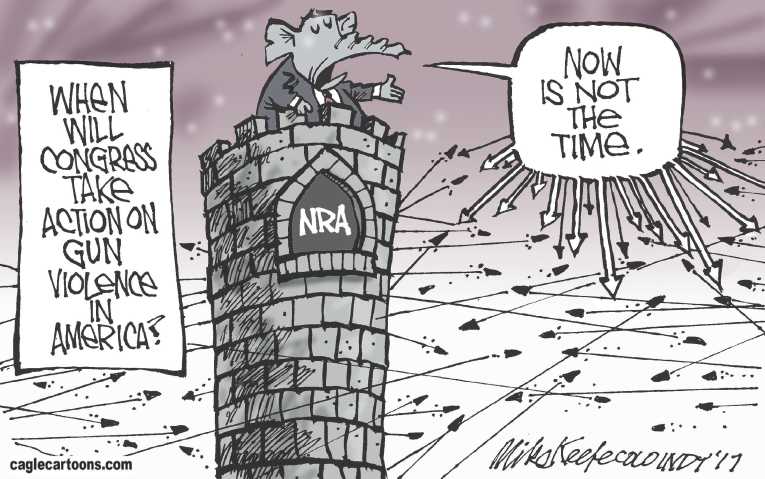 Political/Editorial Cartoon by Mike Keefe, Denver Post on 58 Dead in Las Vegas