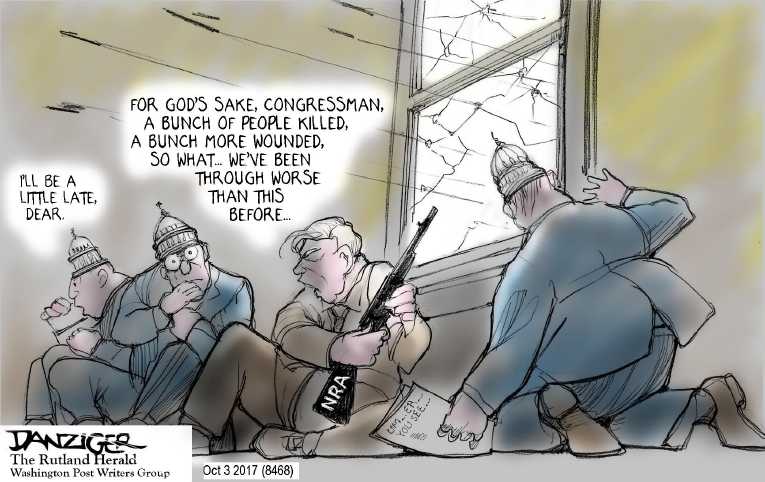 Political/Editorial Cartoon by Jeff Danziger on 58 Dead in Las Vegas