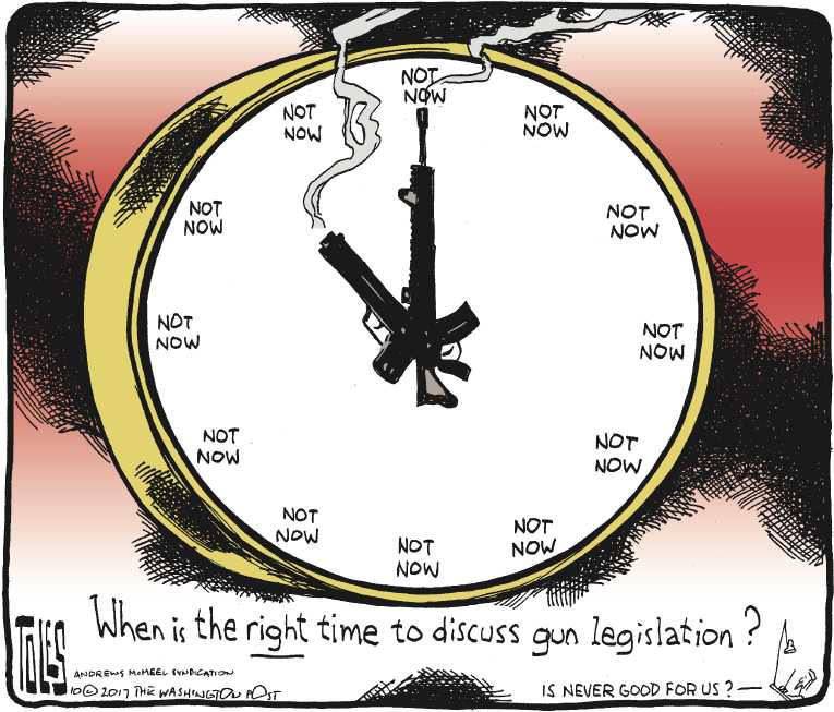 Political/Editorial Cartoon by Tom Toles, Washington Post on 58 Dead in Las Vegas