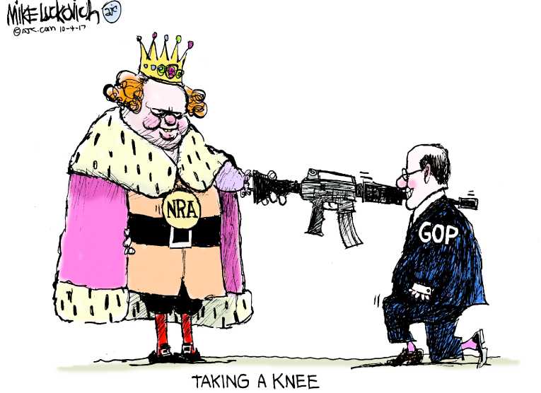 Political/Editorial Cartoon by Mike Luckovich, Atlanta Journal-Constitution on 58 Dead in Las Vegas