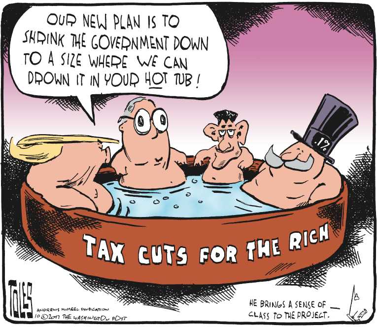 Political/Editorial Cartoon by Tom Toles, Washington Post on Trump, GOP Propose Tax Reform
