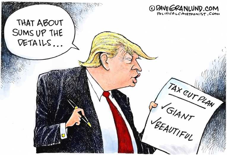 Political/Editorial Cartoon by Dave Granlund on Trump, GOP Propose Tax Reform